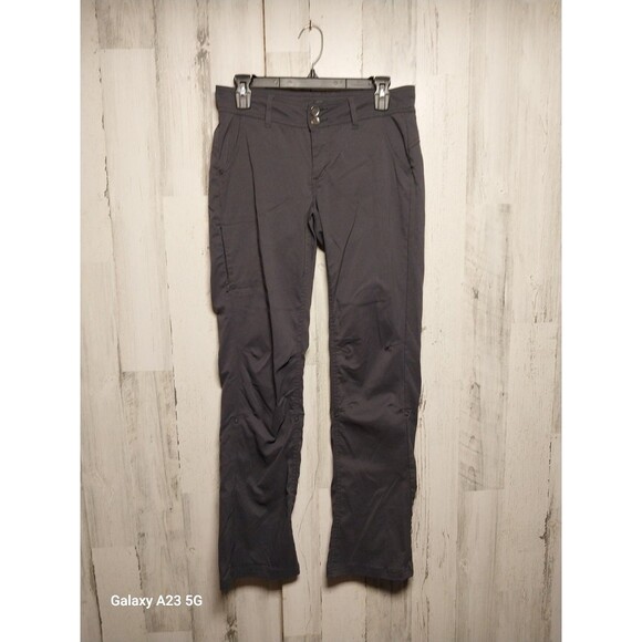 Prana Pants Women’s 4 Grey Halle Bootcut Roll Up Hiking Outdoor Utility Nylon - Picture 1 of 6